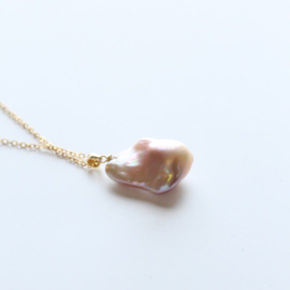 Gold Vermeil Natural Baroque Pearl Necklace Silver Genuine Pearl Pendant for Her - Picture 6 of 10